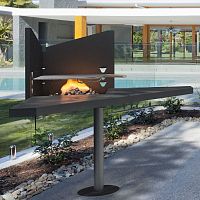 Wood-burning barbecue TANGRAMfloor-standingsteelstainless steel