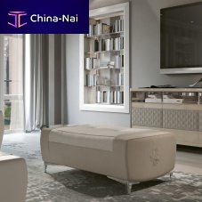 Contemporary ottoman JAZZfabricleatherupholstered