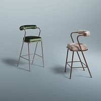 Contemporary bar chair Babaindoorfabriclacquered stainless steel base