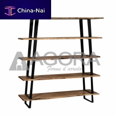 Free-standing bookcase WRIGHT traditionalsolid woodpainted metal
