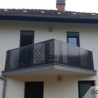 Metal railing with panelsperforated sheet metalwith bars