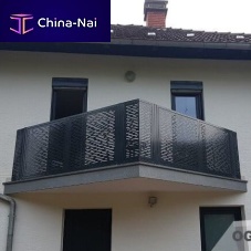 Metal railing with panelsperforated sheet metalwith bars