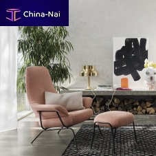 Contemporary lounge chair HAIfabricsteelwith footrest