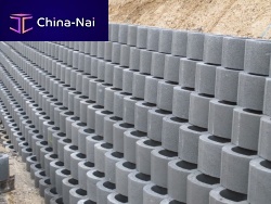Hollow concrete block LOCKSTONE for retaining wallsexposed