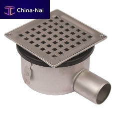 Stainless steel floor drain 110.300.050for public spaceswith horizontal outletgrated