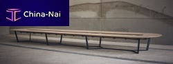Contemporary boardroom table PERRONEToakmetal baseoval