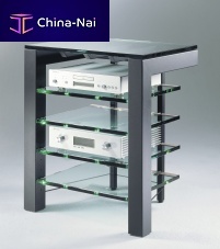 Contemporary hi-fi cabinet FOCUS 72glasspowder-coated steeladjustable-height