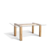 Contemporary table RIOtempered glassoak baserectangular