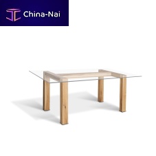 Contemporary table RIOtempered glassoak baserectangular