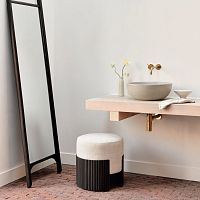 Contemporary pouf Roller Max fabricmahoganyround