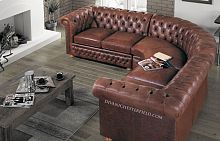 Corner sofa Chesterfieldleatherbrown