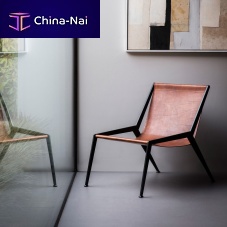 Contemporary fireside chair Berlinleathersteelbrown