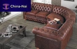 Corner sofa Chesterfieldleatherbrown