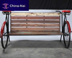 Vintage bench BICYCLEwoodenmetalwith backrest