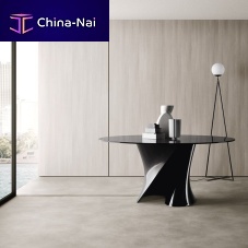 Contemporary table S matte lacquered woodtempered glassmarble