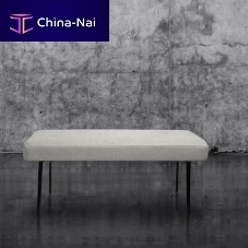 Contemporary upholstered bench CLEMENCE fabricleatherbeech