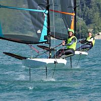 Single-handed sailing dinghy SKEETAtraditionalfoilingregatta