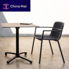 Contemporary table DAKOTAcast ironHPLmetal base