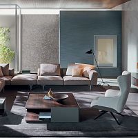 Contemporary coffee table HUBERTwoodenwooden baseleather base
