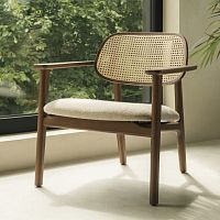 Contemporary armchair TITUS fabricsynthetic leatherbeech