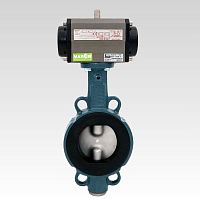Butterfly valve pneumatically-operatedfor controlstop