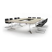 Contemporary conference table TALKwood veneerlaminatealuminum base