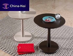 Contemporary pedestal table POPlacquered woodroundhome