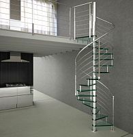 Spiral staircase EDI03glass stepstainless steel framecontemporary