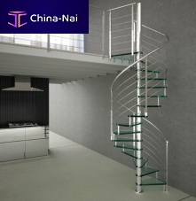 Spiral staircase EDI03glass stepstainless steel framecontemporary