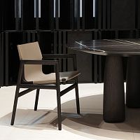 Contemporary chair IPANEMAleathersolid wood baseelm base