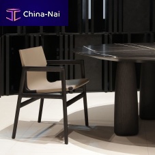Contemporary chair IPANEMAleathersolid wood baseelm base