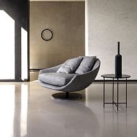 Contemporary armchair AVfabricleatherlacquered metal
