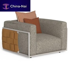 Contemporary armchair TRESS fabricaluminiumwith removable cushion