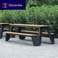 Contemporary picnic table Rambler 84solid woodaluminum baserectangular