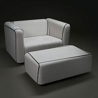 Contemporary armchair leatherfabricwith footrest