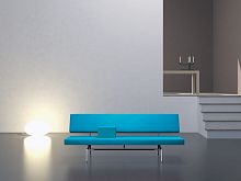 Contemporary upholstered bench BR 02leatherwith backrestblue
