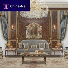 Traditional sofa fabricbluewooden