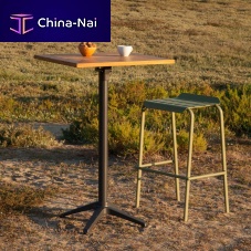 Contemporary high bar table TYPONteakaluminum basesquare