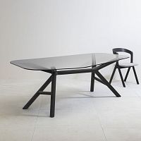 Contemporary table Ottoglasswalnut baseash base