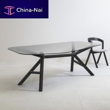Contemporary table Ottoglasswalnut baseash base
