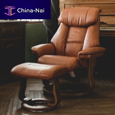 Contemporary relaxing armchair ALFREDOleatherfabricAmerican walnut