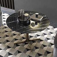 Contemporary table JANUS LOUNGEwoodenglassmarble