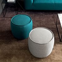 Contemporary pouf MUFFINfabricleatherround