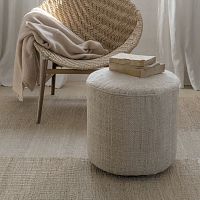 Contemporary pouf Tres persianNew Zealand woolnatural fiberround