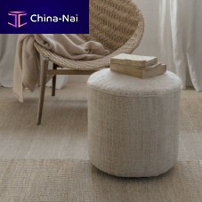 Contemporary pouf Tres persianNew Zealand woolnatural fiberround