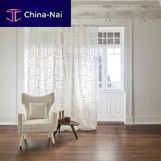 Geometric pattern sheer curtain fabric INFLUENCE cottonpolyestertransparent