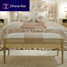 Louis XVI style upholstered bench fabricpainted wood