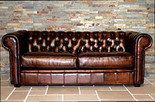 Chesterfield sofa DUNDEEleatherbrown2-person