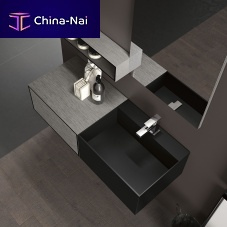 Wall-mounted washbasin CUBIK_03compositewith shelfrectangular