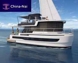 Catamaran houseboat CROSS-inboard1-cabin2-cabin